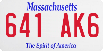 MA license plate 641AK6