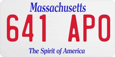 MA license plate 641AP0