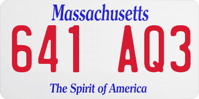 MA license plate 641AQ3