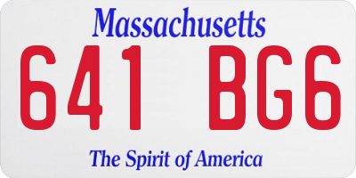 MA license plate 641BG6