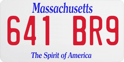 MA license plate 641BR9