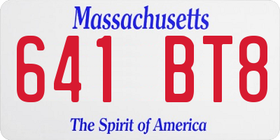 MA license plate 641BT8