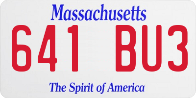 MA license plate 641BU3