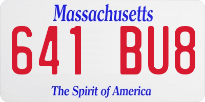 MA license plate 641BU8