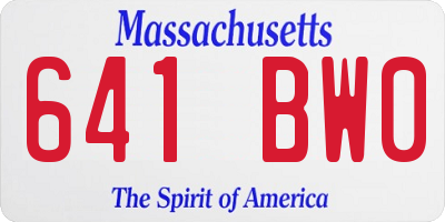MA license plate 641BW0