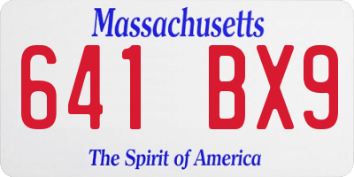MA license plate 641BX9
