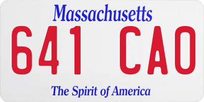 MA license plate 641CA0