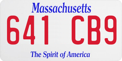 MA license plate 641CB9