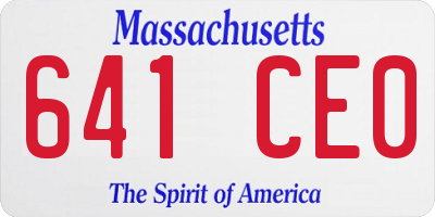 MA license plate 641CE0