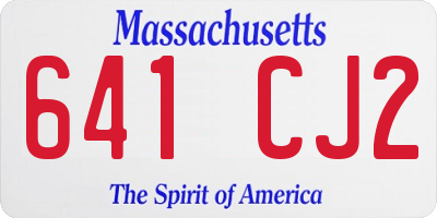 MA license plate 641CJ2