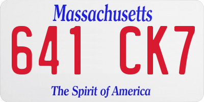 MA license plate 641CK7