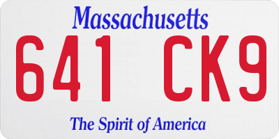 MA license plate 641CK9