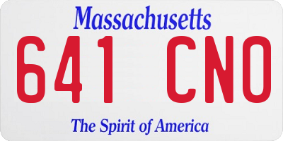 MA license plate 641CN0