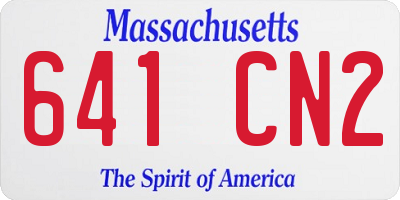 MA license plate 641CN2