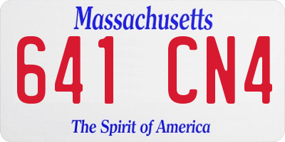MA license plate 641CN4