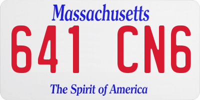 MA license plate 641CN6