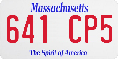 MA license plate 641CP5