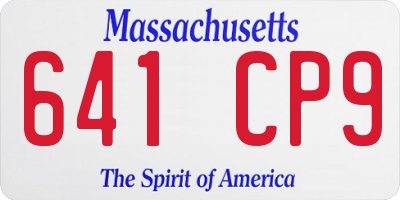 MA license plate 641CP9