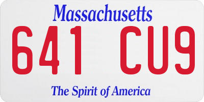MA license plate 641CU9