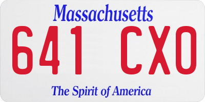 MA license plate 641CX0