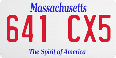 MA license plate 641CX5