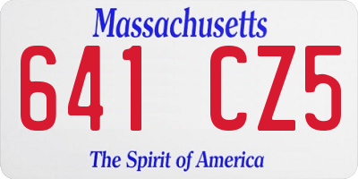 MA license plate 641CZ5