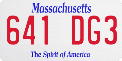 MA license plate 641DG3