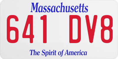 MA license plate 641DV8