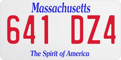 MA license plate 641DZ4