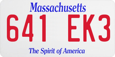 MA license plate 641EK3