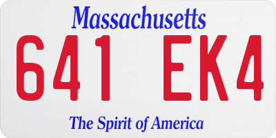 MA license plate 641EK4