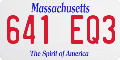 MA license plate 641EQ3