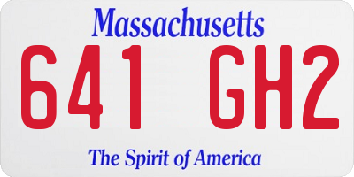 MA license plate 641GH2