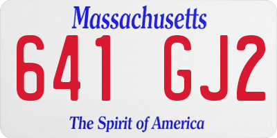 MA license plate 641GJ2