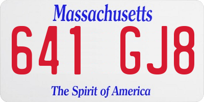 MA license plate 641GJ8