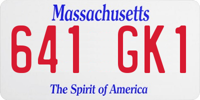 MA license plate 641GK1