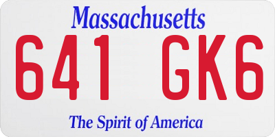 MA license plate 641GK6