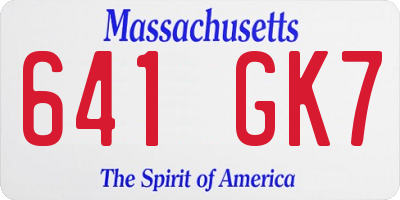 MA license plate 641GK7