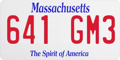 MA license plate 641GM3