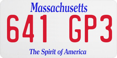 MA license plate 641GP3