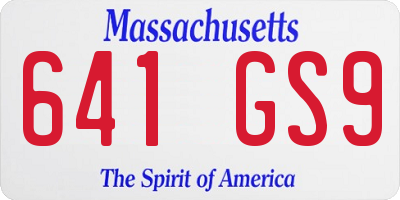 MA license plate 641GS9