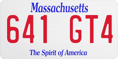 MA license plate 641GT4