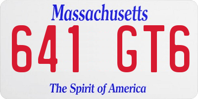 MA license plate 641GT6