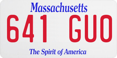 MA license plate 641GU0