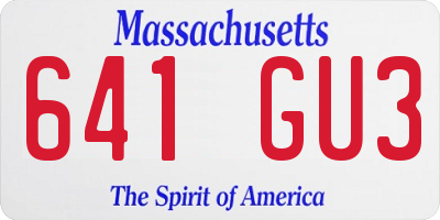 MA license plate 641GU3