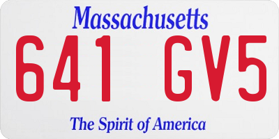 MA license plate 641GV5