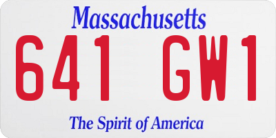 MA license plate 641GW1