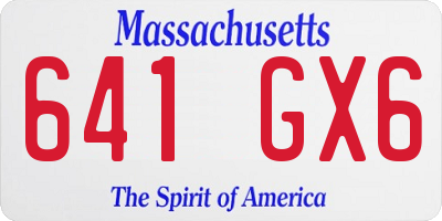 MA license plate 641GX6