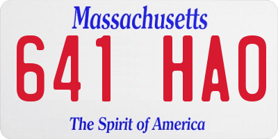 MA license plate 641HA0