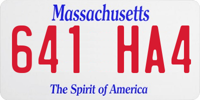 MA license plate 641HA4